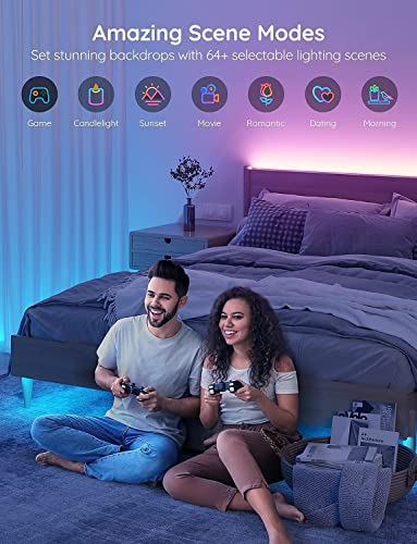 Govee Smart LED Strip Lights for Bedroom, 32.8ft WiFi LED Light Strip Work with Alexa Google Assistant, 16 Million Colors with App Control and Music Sync LED Lights for Party, 2 Rolls of 16.4ft