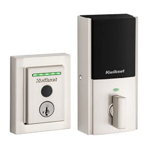 kwikset halo touch contemporary square wi-fi fingerprint smart lock no hub required featuring smartkey security in satin nickel (99590-003)