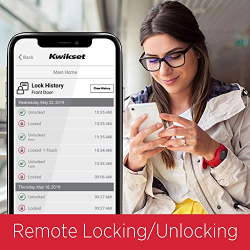 Kwikset Halo Touch Contemporary Square Wi-Fi Fingerprint Smart Lock No Hub Required featuring SmartKey Security in Satin Nickel (99590-003)