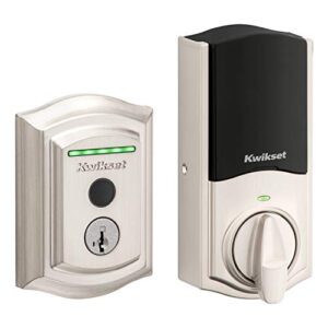 kwikset halo touch traditional arched wi-fi fingerprint smart lock no hub required featuring smartkey security in satin nickel (99590-001)