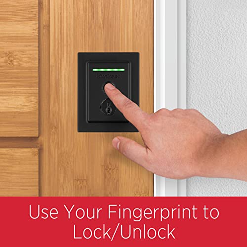 Kwikset Halo Touch Contemporary Square Wi-Fi Fingerprint Smart Lock No Hub Required featuring SmartKey Security in Matte Black (99590-004)