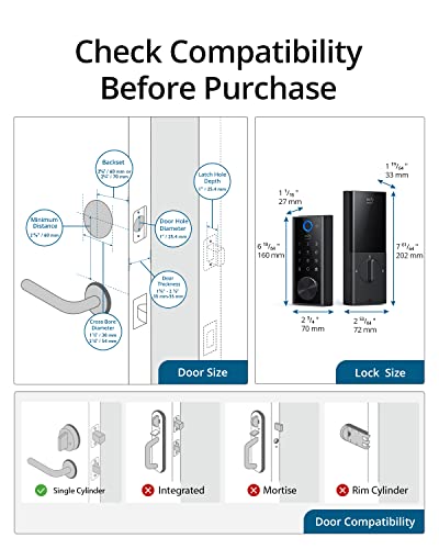 eufy Security S230 Smart Lock Touch & Wi-Fi, Fingerprint Scanner, Keyless Entry Door Lock, Smart Wi-Fi Lock, Bluetooth Electronic Deadbolt, Touchscreen Keypad, BHMA Certified, IP65 Weatherproofing