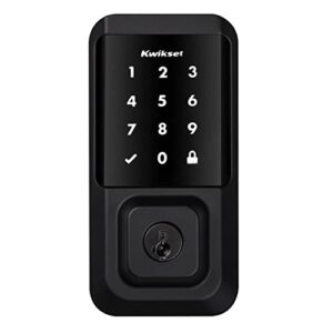 kwikset 99390-004 halo wi-fi smart lock keyless entry electronic touchscreen deadbolt featuring smartkey security, matte black