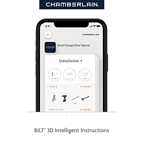 Chamberlain B2405 Smart myQ Smartphone Controlled-Ultra Quiet, Strong Belt Drive, Wireless Keypad Included, Blue Garage Door Opener , White