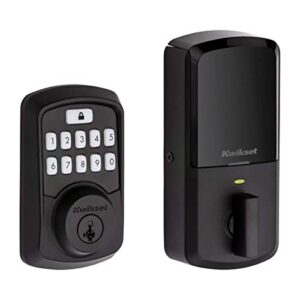 kwikset 99420-003 aura bluetooth programmable keypad door lock deadbolt featuring smartkey security, iron black