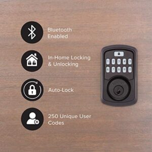 Kwikset 99420-003 Aura Bluetooth Programmable Keypad Door Lock Deadbolt Featuring SmartKey Security, Iron Black