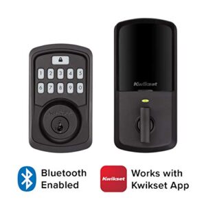 Kwikset 99420-003 Aura Bluetooth Programmable Keypad Door Lock Deadbolt Featuring SmartKey Security, Iron Black