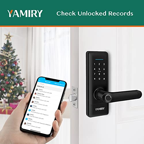 Smart Door Lock, Yamiry Smart Door Handle, Biometric Fingerprint Door Lock, Keyless Entry Door Lock with Handle, Electronic Door Lock, Code Door Lock with Keypad, WiFi Door Lock with APP Control