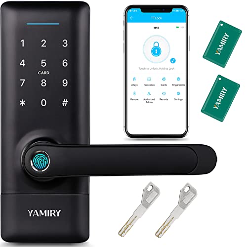 Smart Door Lock, Yamiry Smart Door Handle, Biometric Fingerprint Door Lock, Keyless Entry Door Lock with Handle, Electronic Door Lock, Code Door Lock with Keypad, WiFi Door Lock with APP Control