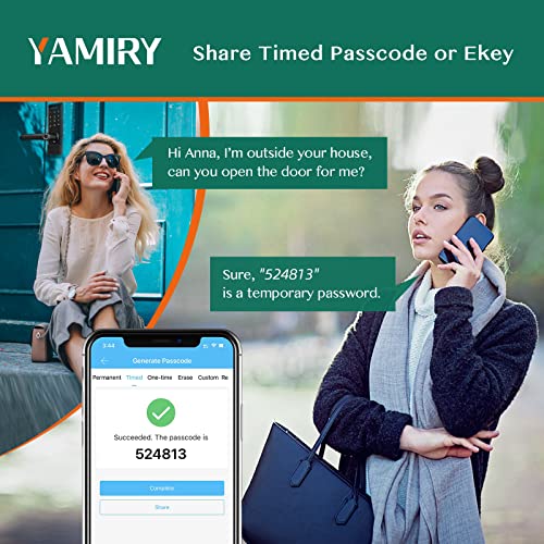 Smart Door Lock, Yamiry Smart Door Handle, Biometric Fingerprint Door Lock, Keyless Entry Door Lock with Handle, Electronic Door Lock, Code Door Lock with Keypad, WiFi Door Lock with APP Control