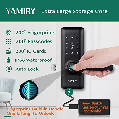 Smart Door Lock, Yamiry Smart Door Handle, Biometric Fingerprint Door Lock, Keyless Entry Door Lock with Handle, Electronic Door Lock, Code Door Lock with Keypad, WiFi Door Lock with APP Control