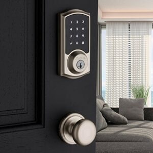 Kwikset Premis Touchscreen Smart Lock Electronic Deadbolt, Works with Apple HomeKit via Apple HomePod or Apple TV, in Satin Nickel