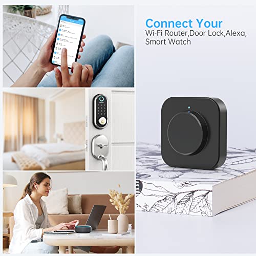 SMONET Smart Lock Wi-Fi Gateway, G2 Gateway Wi-Fi Bridge Remote Control Keyless Entry Door Lock, Smart Hub Work with Alexa, Google Home Voice Control for Homes and Hotel