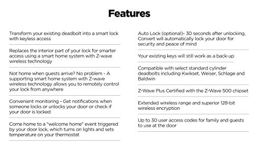 Kwikset Convert Smart Lock Conversion Kit (Amazon Key Edition – Amazon Cloud Cam Required), Compatible with Alexa in Satin Nickel