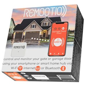 remootio 2 wifi and bluetooth smart garage door opener with ios and android app, amazon alexa, google home, smartthings, siri shortcuts. with sensor and power adapter.