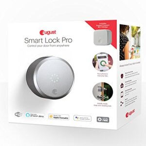 August Smart Lock Pro + Connect Hub - Wi-Fi Smart Lock for Keyless Entry - Works with Alexa, Google Assistant, and more – Silver