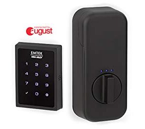 Emtek Empowered Motorized Touchscreen Keypad Smart Deadbolt - Connected by August, Flat Black Coated (US19), Model: EMP1101US19