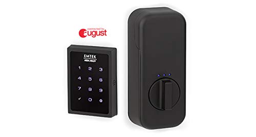 Emtek Empowered Motorized Touchscreen Keypad Smart Deadbolt - Connected by August, Flat Black Coated (US19), Model: EMP1101US19