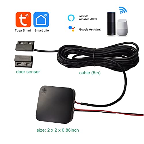 Smart WiFi Garage Door Opener, WiFi Smart Garage Door Controller Compatible with Alexa and Google Assistant, No Hub Needed, Smart Life/Tuya APP Remote Control