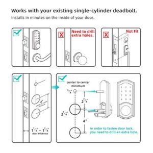 Smart Deadbolt Lock Front Door, hornbill Keyless Entry Door Lock with Keypad, Bluetooth Smart Locks Work with Alexa, Digital Code Lock for Airbnb and Vacation Rental Hosts