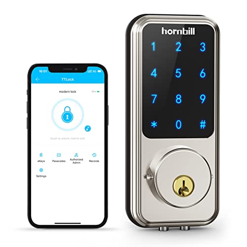 Smart Door Lock with Keypad, Keyless Entry Home with Your Smartphone, Bluetooth Smart Deadbolt Door Lock Works with APP Control, Code and eKey, Auto Lock for Home Hotel Apartment