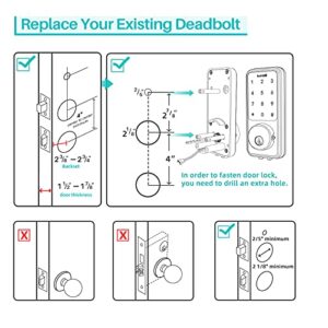 Smart Door Lock with Keypad, Keyless Entry Home with Your Smartphone, Bluetooth Smart Deadbolt Door Lock Works with APP Control, Code and eKey, Auto Lock for Home Hotel Apartment