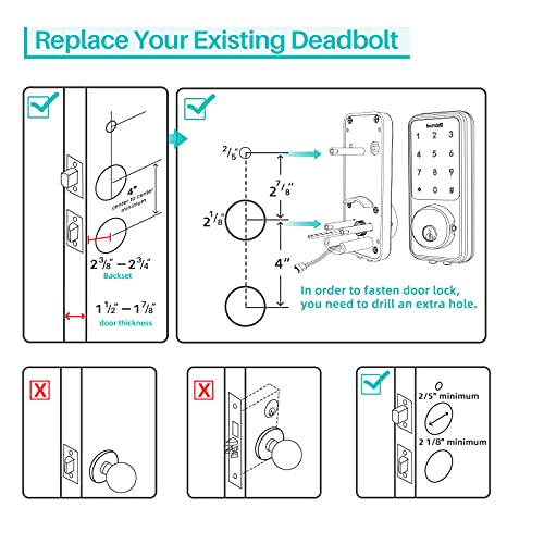 Smart Door Lock with Keypad, Keyless Entry Home with Your Smartphone, Bluetooth Smart Deadbolt Door Lock Works with APP Control, Code and eKey, Auto Lock for Home Hotel Apartment