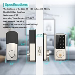 Smart Door Lock with Keypad, Keyless Entry Home with Your Smartphone, Bluetooth Smart Deadbolt Door Lock Works with APP Control, Code and eKey, Auto Lock for Home Hotel Apartment