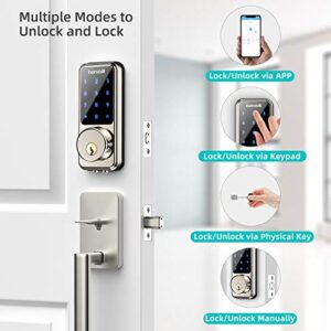 Smart Door Lock with Keypad, Keyless Entry Home with Your Smartphone, Bluetooth Smart Deadbolt Door Lock Works with APP Control, Code and eKey, Auto Lock for Home Hotel Apartment