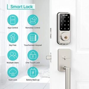 Smart Door Lock with Keypad, Keyless Entry Home with Your Smartphone, Bluetooth Smart Deadbolt Door Lock Works with APP Control, Code and eKey, Auto Lock for Home Hotel Apartment