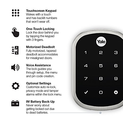 Yale Assure Lock SL with Z-Wave, Key-Free Touchscreen Deadbolt, Satin Nickel
