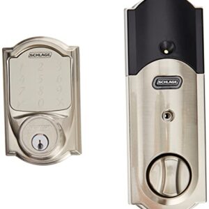 SCHLAGE BE479AA V CAM 619 Satin Nickel Sense Smart Deadbolt with Camelot Trim