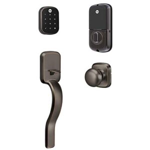 yale assure lock sl, wi-fi smart lock with ridgefield handleset – works with the yale access app, amazon alexa, google assistant, homekit, phillips hue and samsung smartthings, oil rubbed bronze