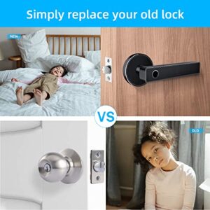 Smart Lock, Biometric Fingerprint Door Lock, Keyless Entry Door Lock, Smart Deadbolt Lock, Fingerprint Door Knob, Smart Door Handle, Smart Locks for Front Door, Bedroom Door Lock by Luston(Black)