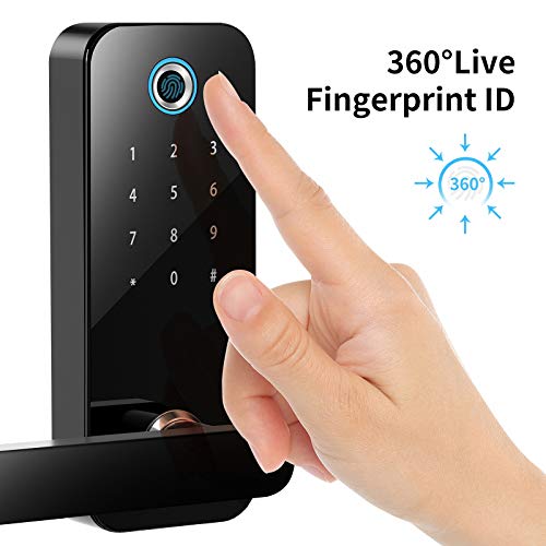 SmartCoolous Tuya Smart Lock Fingerprint Door Lock 4 in 1 Unlock Touch Screen Bluetooth APP Keyless Entry Door Lock for Home Office Hotel Apartment Compatible with Alexa