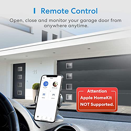 meross Smart Garage Door Opener Remote, APP Control, Compatible with Alexa, Google Assistant and SmartThings, Multiple Notification Modes, No Hub Needed