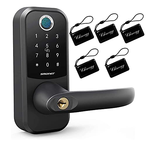 Keyless Entry Door Lock, SMONET Fingerprint Door Lock with Handle,Smart Locks for Front Door