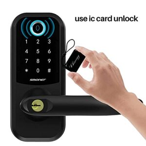 Keyless Entry Door Lock, SMONET Fingerprint Door Lock with Handle,Smart Locks for Front Door