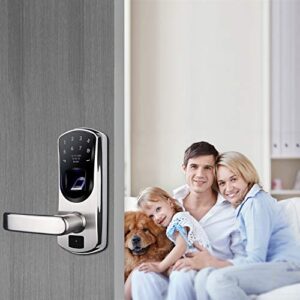 WeJupit V8 Fingerprint Keyless Entry Smart Door Lock Stainless Steel Touchscreen with Electronic Keypads, Spare Key, Two-Factor Authentication, Biometric Digital Auto-Lock, Right Handle Only