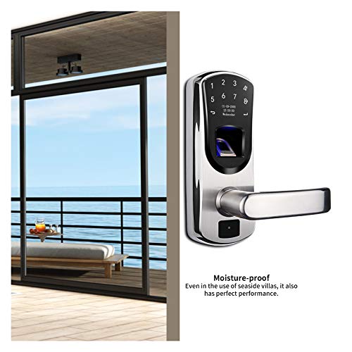 WeJupit V8 Fingerprint Keyless Entry Smart Door Lock Stainless Steel Touchscreen with Electronic Keypads, Spare Key, Two-Factor Authentication, Biometric Digital Auto-Lock, Right Handle Only