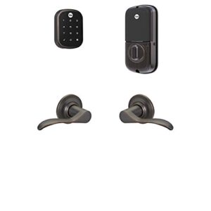 yale security b-yrd256-zw-nw-0bp yale assure lock sl with z-wave with norwood works with ring alarm, smartthings, and wink smart touchscreen deadbolt with matching lever, key-free, bronze