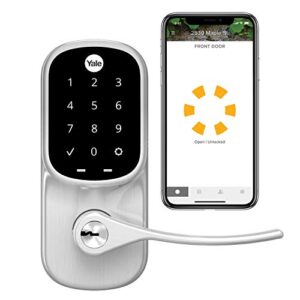 yale assure lever, wi-fi smart door lever (for doors with no deadbolt) – works with yale access app, amazon alexa, google assistant, homekit, phillips hue and samsung smartthings, satin nickel