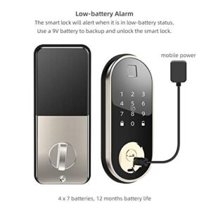 Smart Lock with Deadbolt, Keyless Entry Door Locks with Deadbolts, Smart Doors Locks with Electric Deadbolt Touch Screen Keypads, Working with Alexa and Google Home