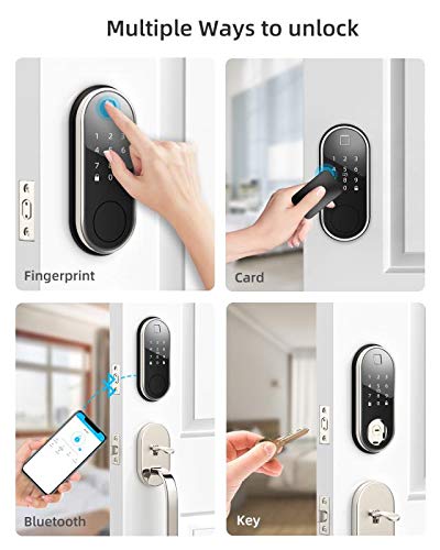 Smart Lock with Deadbolt, Keyless Entry Door Locks with Deadbolts, Smart Doors Locks with Electric Deadbolt Touch Screen Keypads, Working with Alexa and Google Home