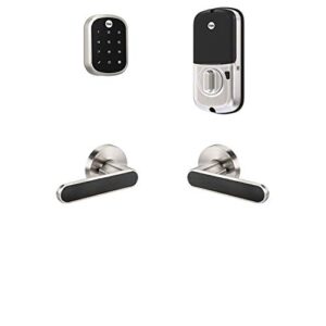 yale security b-yrd256-zw-kcb-619 yale assure lock sl with z-wave with kincaid bk works with ring alarm, smartthings, and wink smart touchscreen deadbolt with matching lever, key-free, satin nickel