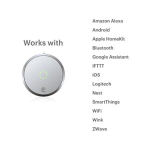 August AUG-SL-CON-S03 Silver Smart Lock Pro, 3rd Generation-Dark Gray, Apple Home Kit Compatible and Z-Wave Plus Enabled