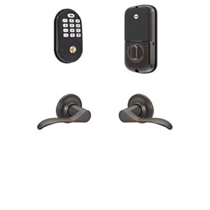 yale security b-yrd216-zw-nw-0bp yale assure lock z-wave with norwood works with ring alarm, smartthings, and wink smart keypad deadbolt with matching lever, bronze
