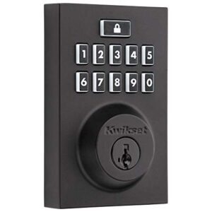 kwikset 914 smartcode® contemporary square electronic deadbolt featuring smartkey security™ and z-wave technology in matte black, 99140-028