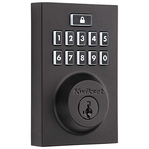 Kwikset 914 SmartCode® Contemporary Square Electronic Deadbolt Featuring SmartKey Security™ and Z-Wave Technology in Matte Black, 99140-028