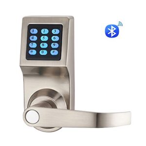 HAIFUAN D6300 Bluetooth Digital Door Lock, Satin Nickel,Open by Card,Code,Key& APP, Compatible with Alexa via Gateway (HFAD6300B-R)